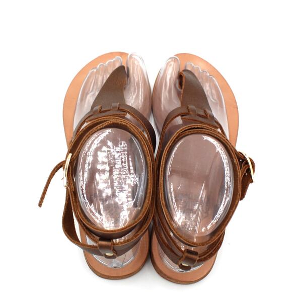 Ancient Greek Sandals 38 Womens 8 Brown Bronze Leather Gladiator Flat Sandals - Picture 5 of 8